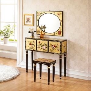 왕실 금박사각 콘솔 /화장대 의자 거울 6칸서랍